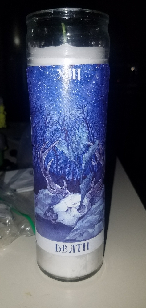 Tarot card candle